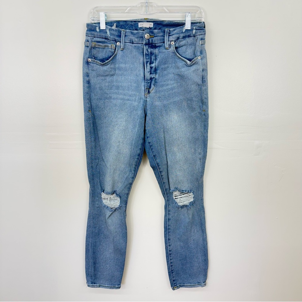 Good American Light Blue Distressed Ankle Jeans G20